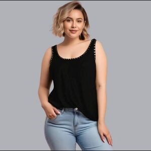 Jennifer Lopez Black Studded Tank Top